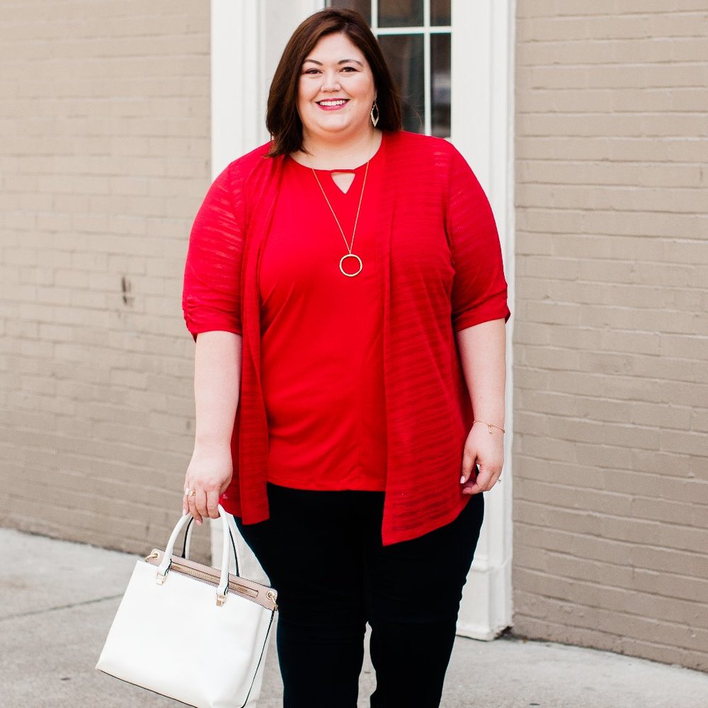 Catherines Plus Size Red Cardigan Set 26/28